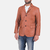 Tider Brown Leather Blazer Jacket